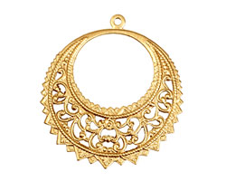 Brass Filigree Gypsy Hoop 37x40mm