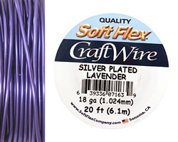 Soft Flex Silver Plated Lavender Craft Wire 18 gauge, 20 ft