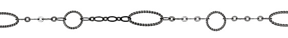 Gunmetal Roped Oval & Ring w/ Flat Horse Eye Chain