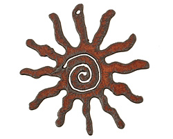 The Lipstick Ranch Rusted Iron Spiral Sun Pendant 63mm