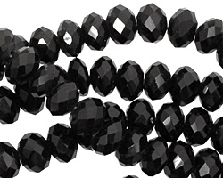 Jet Crystal Faceted Rondelle 8mm