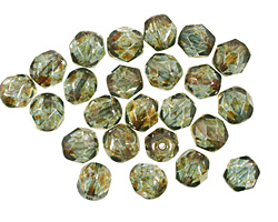 Czech Fire Polished Glass Luster Transparent Green Round 6mm