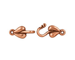 TierraCast Antique Copper (plated) Leaf Hook & Eye Clasp 17x8mm, 15x7mm