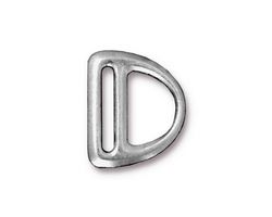 TierraCast Rhodium (plated) Slotted D Ring 17x20mm