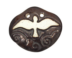 Earthenwood Studio Ceramic Oxidation Carved Flying Bird Pendant 42x35mm