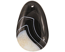 Black & White Agate Teardrop Pendant 35x55mm