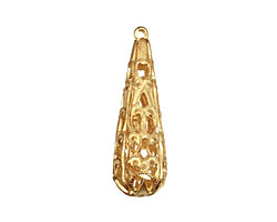 Brass Filigree Teardrop 8x28mm