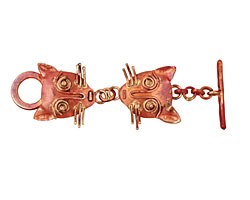 Patricia Healey Copper Cat Face Toggle Clasp 62x26mm, 25mm bar