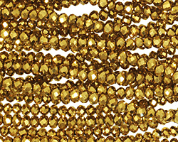 Metallic Antique Gold Crystal Faceted Rondelle 3mm
