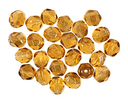 Czech Fire Polished Glass Twilight Topaz Round 6mm