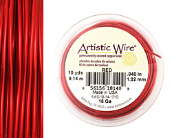 Artistic Wire Red 18 gauge, 10 yards
