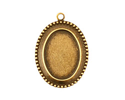 Stampt Antique Brass Beaded Edge Oval Setting 13x18mm