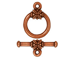 TierraCast Antique Copper (plated) Large Leaf Toggle Clasp 22x16mm, 25 Bar