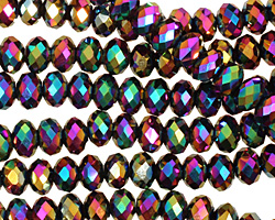 Metallic Peacock Crystal Faceted Rondelle 6mm