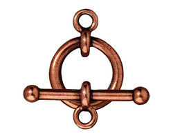TierraCast Antique Copper (plated) 3/4" Anna Toggle Clasp 18x25mm, 31mm bar