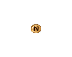 TierraCast Antique Gold (plated) Alphabet Bead "N" 7x6mm