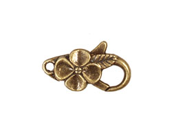 Antique Brass (plated) Floral Lobster Clasp 25x14mm