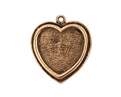 Nunn Design Antique Gold (plated) Traditional Heart Bezel Pendant 23x27mm