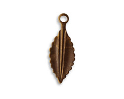 Vintaj Natural Brass Persica Leaf Charm 25x10mm
