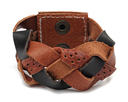 Multi Leather Braided Cuff 1 3/4"