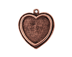 Nunn Design Antique Copper (plated) Traditional Heart Bezel Pendant 23x27mm