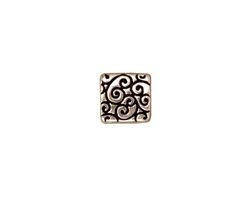 TierraCast Antique Silver (plated) Square Scroll Bead 9mm