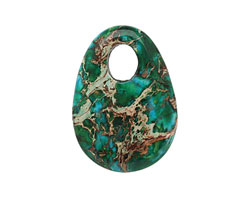 Dark Emerald Impression Jasper Flat Oval Pendant 25x35mm