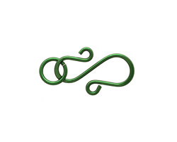 Green Enameled Copper S Clasp 20x13mm, 8mm ring