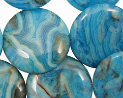 Larimar Blue Crazy Lace Puff Coin 25mm