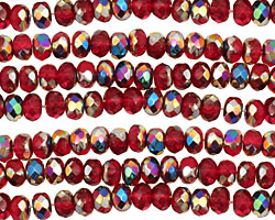Czech Glass Metallic Ruby Fire Polished Rondelle 4x5mm