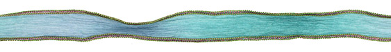 Powder Blue-Green Blend w/ Pink Metallic Edges Hand Dyed 100% Silk Ribbon 1/2"