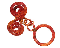 Patricia Healey Copper Round Toggle w/ Spiral Bar 29x40mm, 47mm bar