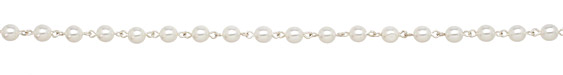 Czech Glass White Pearl on Silver (plated) Bead Chain
