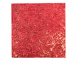 Lillypilly Red Wine Raised Flower Embossed Patina Copper Sheet 3"x3", 36 gauge