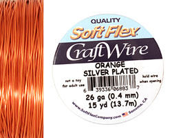 Soft Flex Silver Plated Orange Craft Wire 26 gauge, 15 yards