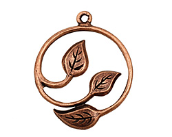 Ezel Findings Antique Copper 3 Leaves Wreath Pendant 33x26mm