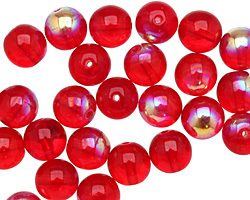 Czech Glass Siam Ruby AB Round 8mm