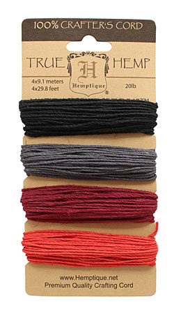 Autumn Nights Hemp Twine 20 lb, 29.8 ft x 4 colors