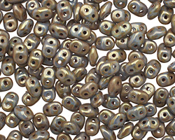 Opaque Blue Turquoise Bronze Picasso SuperDuo 2x5mm Seed Bead