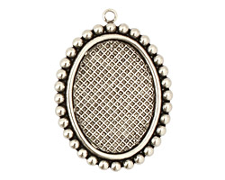 Stampt Antique Pewter (plated) Dotted Fringe Oval Setting 18x25mm