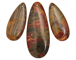Red Creek Jasper Teardrop Pendant Set 20x50mm, 15x35mm