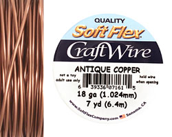 Soft Flex Non-Tarnish Antique Copper Craft Wire 18 gauge, 7 yards