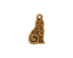 TierraCast Antique Gold (plated) Spiral Cat Charm 10x19mm