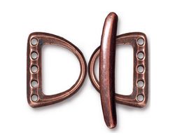 TierraCast Antique Copper (plated) 5 Hole D Ring Set 15x20mm, 30mm bar