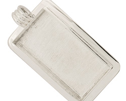 Silver (plated) Lipped Rectangle Bezel 21x44mm