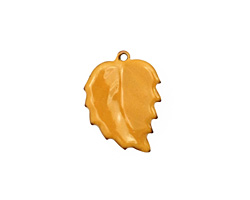 C-Koop Enameled Metal Dark Mustard Leaf 15x20mm