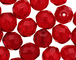 Czech Fire Polished Glass Garnet Round 12mm