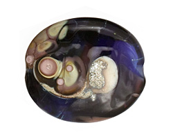 The BeadsNest Lampwork Glass Lavenderlicious Oval Focal 32-35x28-30mm