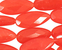 Tangerine Tango Jade Faceted Flat Teardrop 26x12mm