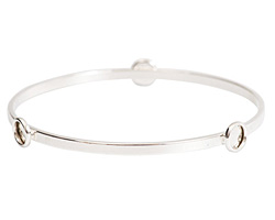Nunn Design Sterling Silver (plated) Large Flat Bangle Bracelet w/ Bezels 70mm